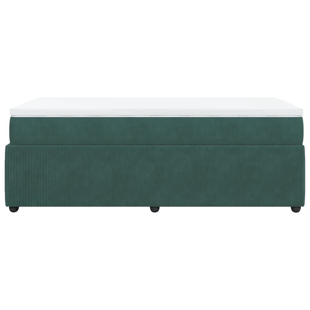 vidaXL Κρεβάτι Boxspring με Στρώμα Σκούρο Πράσινο 90x190 εκ. Βελούδινο