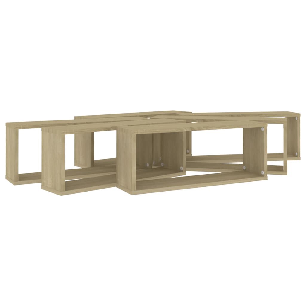 vidaXL Ράφια Κύβοι Τοίχου 6 τεμ. Sonoma Δρυς 60x15x23 εκ. Επεξ. Ξύλο