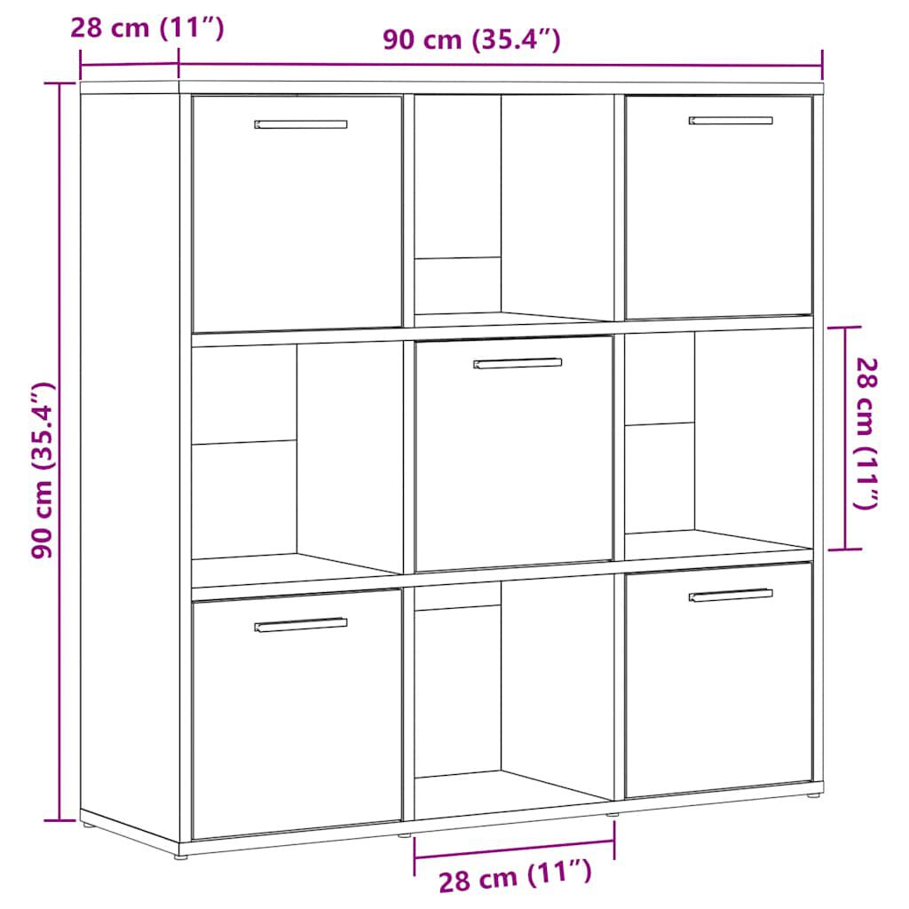vidaXL Βιβλιοθήκη Παλαιό ξύλο 90x28x90 εκ Ξύλινη κατασκευή