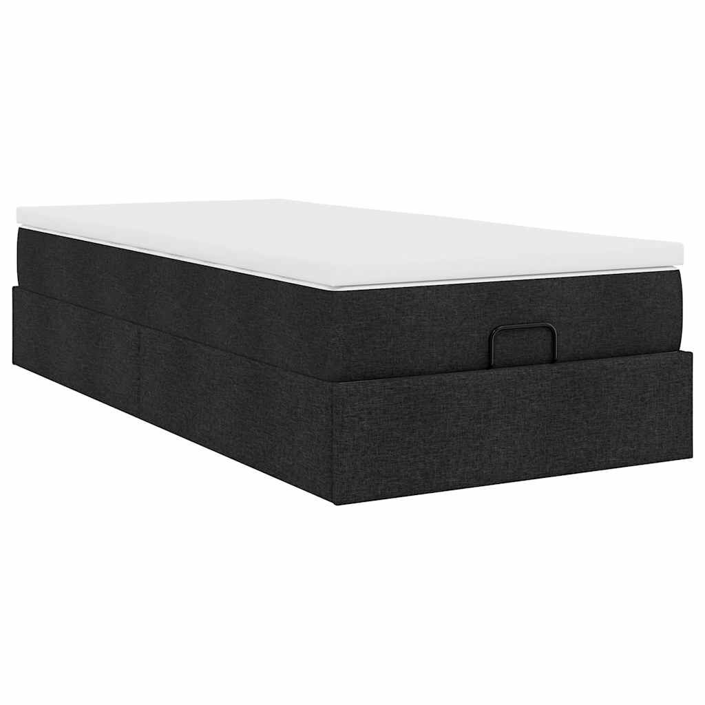 vidaXL Οθωμανικό κρεβάτι με στρώμα Μαύρο 80x200cm Ύφασμα