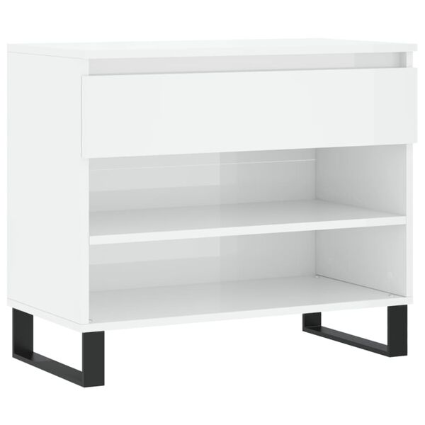vidaXL Παπουτσοθήκη Γυαλιστερή Λευκή 70x36x60 εκ. Επεξεργασμένο Ξύλο