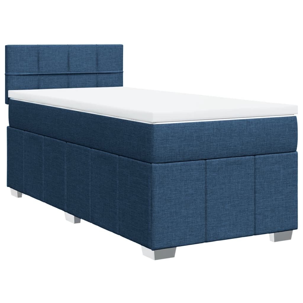 vidaXL Κρεβάτι Boxspring με Στρώμα Μπλε 100 x 200 εκ. Υφασμάτινο