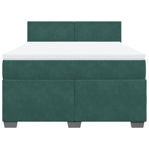 vidaXL Κρεβάτι Boxspring με Στρώμα Σκούρο Πράσινο 160x200εκ. Βελούδινο