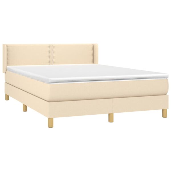 vidaXL Κρεβάτι Boxspring με Στρώμα Κρεμ 140x190 εκ. Υφασμάτινο