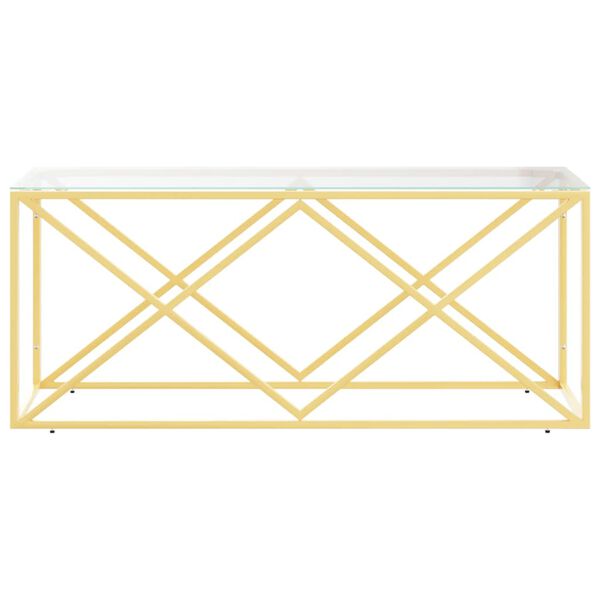 vidaXL Τραπέζι Σαλονιού 110x45x45 εκ. από Ανοξ. Ατσάλι και Γυαλί