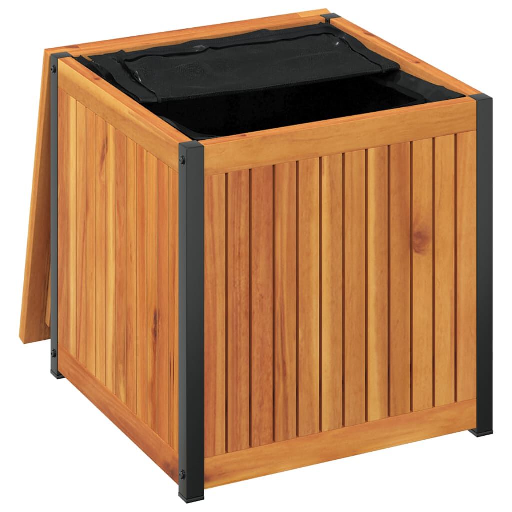 vidaXL Κουτί Μαξιλαριών Εξ. Χώρου 45x45x45/53 εκ. Μασίφ Ακακία/Ατσάλι