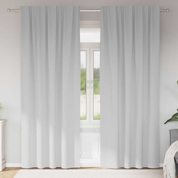 vidaXL Κουρτίνες με κουρτίνες 2 pcs Ανοιχτό Γκρι Πολυεστέρας