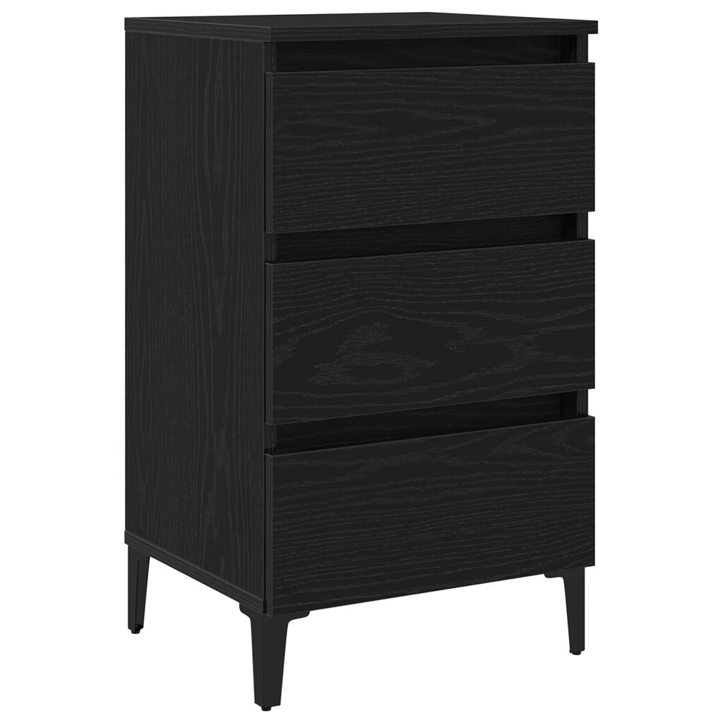 κομοδίνο vidaXL με μεταλλικό πόδι Μαύρο Ξύλο 40x35x69 εκ