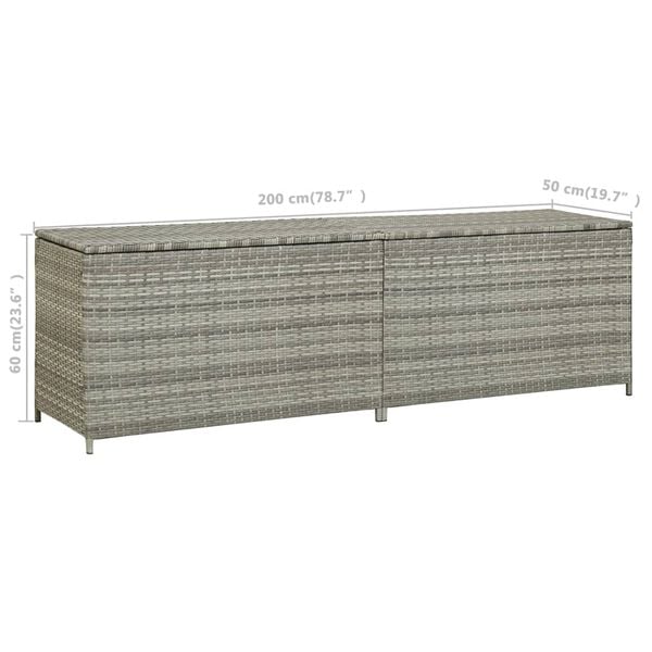 vidaXL Κουτί Αποθήκευσης Κήπου Γκρι 200x50x60 εκ. από Συνθετικό Ρατάν