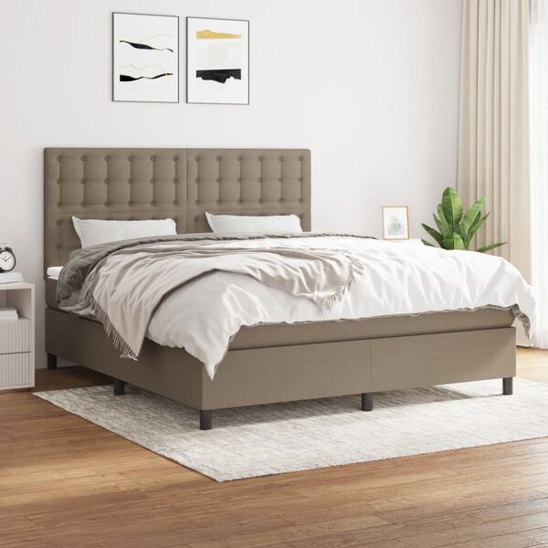 vidaXL &Kappa;&rho;&epsilon;&beta;ά&tau;&iota; Boxspring &mu;&epsilon; &Sigma;&tau;&rho;ώ&mu;&alpha; Taupe 160x200 &epsilon;&kappa;. &Upsilon;&phi;&alpha;&sigma;&mu;ά&tau;&iota;&nu;&omicron;
