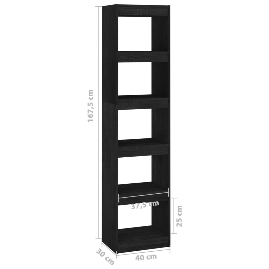 vidaXL Βιβλιοθήκη/Διαχωριστικό Χώρου Μαύρο 40x30x167,5 εκ. Ξύλο Πεύκου