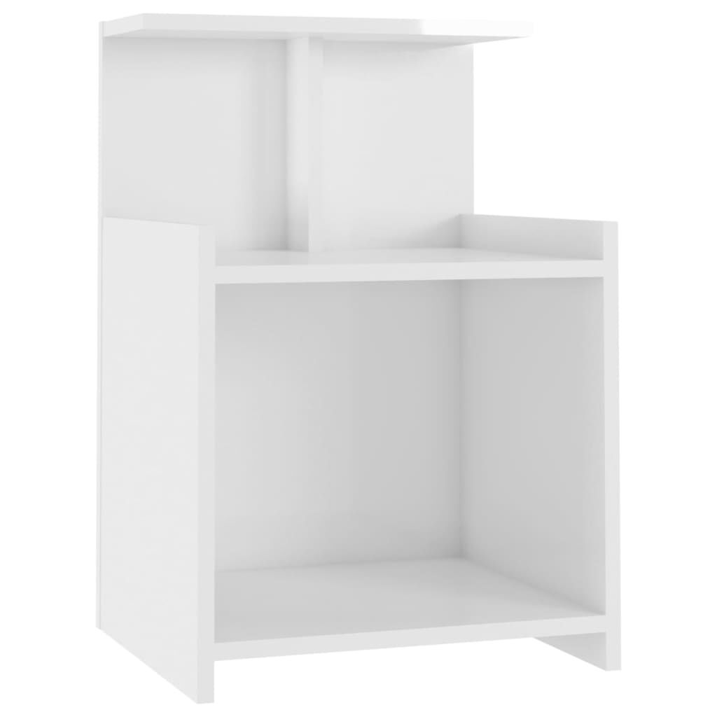 vidaXL Κομοδίνο Γυαλιστερό Λευκό 40x35x60 εκ. από Επεξ. Ξύλο
