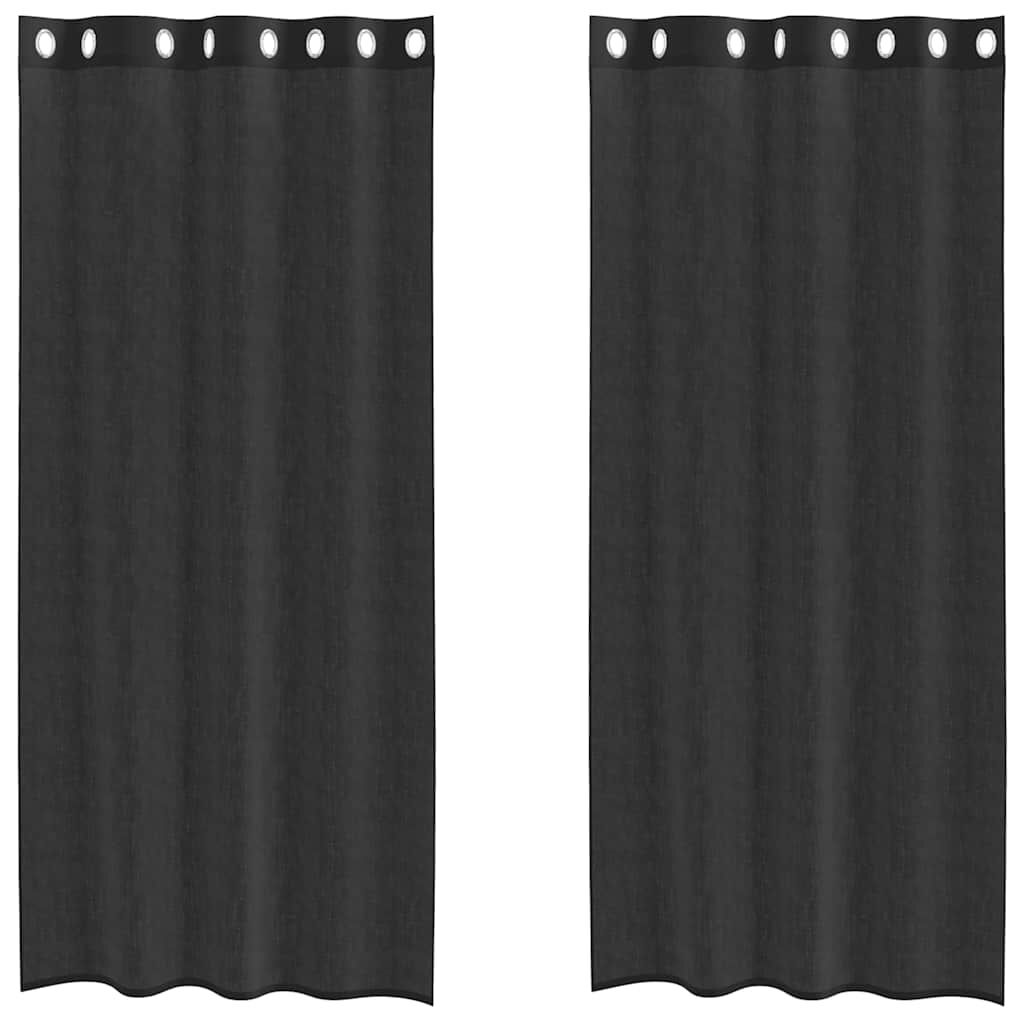 vidaXL Κουρτίνες Voile με ροδέλες 2 τεμάχια Μαύρο 140x225 εκ.