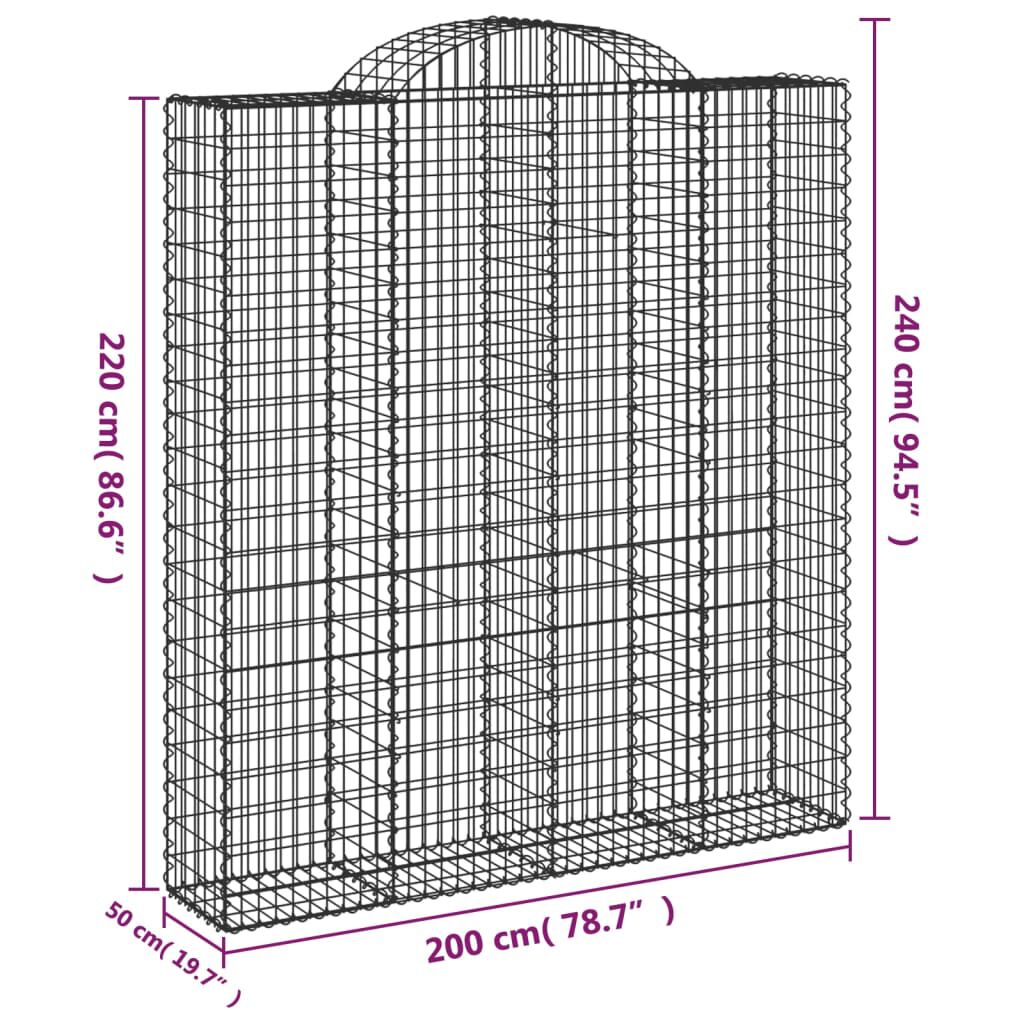 vidaXL Συρματοκιβώτια Τοξωτά 9 τεμ. 200x50x220/240 εκ. Γαλβαν. Ατσάλι