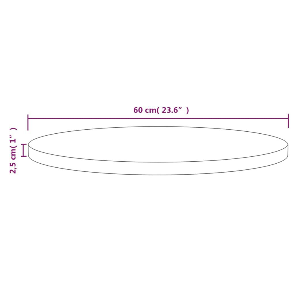 vidaXL Επιφάνεια Τραπεζιού Ø60 x 2,5 εκ. από Μασίφ Ξύλο Πεύκου