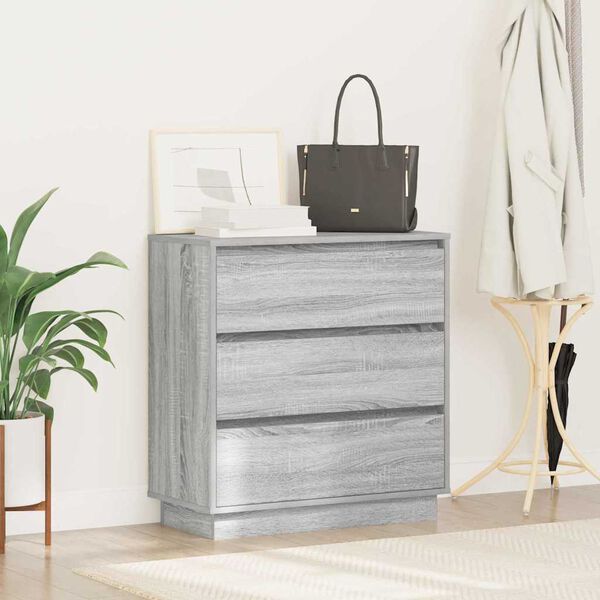 vidaXL Κομοδίνο με συρτάρι Γκρι 71 x 34.5 x 75 εκ. Επεξεργασμένο ξύλο