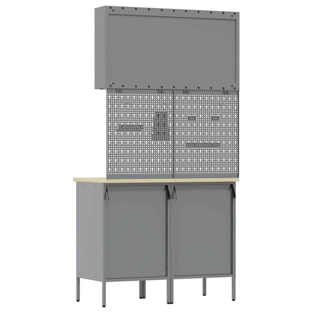 vidaXL Πάγκος εργασίας με συρτάρι 5 pcs Μαύρο 100 x 55 x 200 εκ Ατσάλι