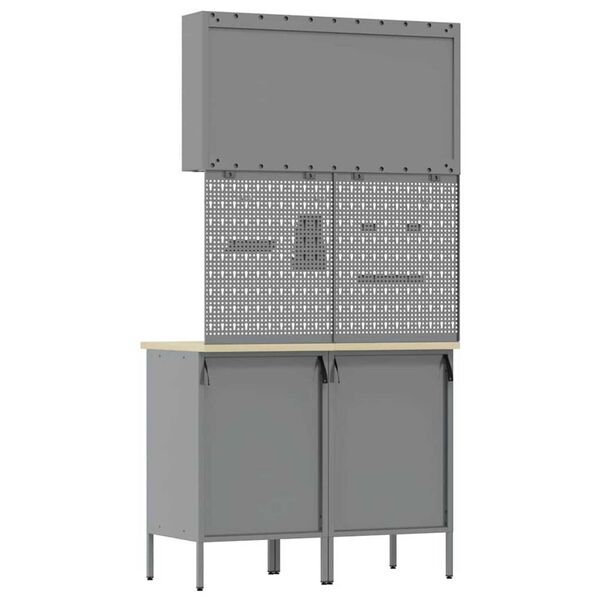 vidaXL Πάγκος εργασίας με συρτάρι 5 pcs Μαύρο 100 x 55 x 200 εκ Ατσάλι