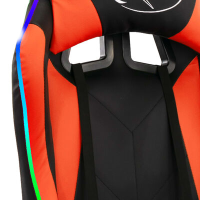 vidaXL Καρέκλα Racing με Φωτισμό RGB LED Πορτοκαλί/Μαύρο Δερματίνη