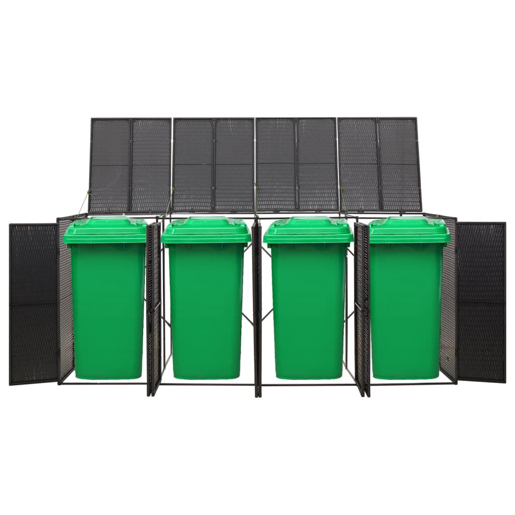 vidaXL Πλαίσιο για Κάδο Απορρ. με Ρόδες Μαύρο 274x80x117εκ Συνθ. Ρατάν