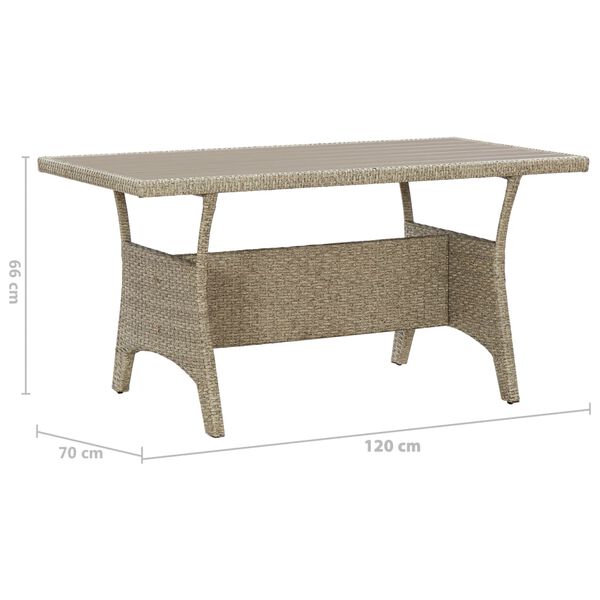 vidaXL Τραπέζι Κήπου Γκρι 120 x 70 x 66 εκ. από Συνθετικό Ρατάν