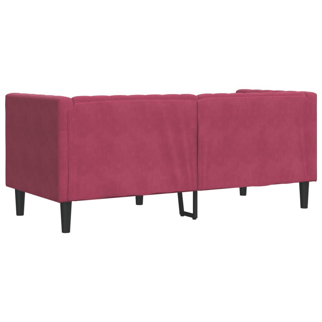 vidaXL Καναπές Διθέσιος Chesterfield με Στηρίγματα Μπορντό Βελούδο
