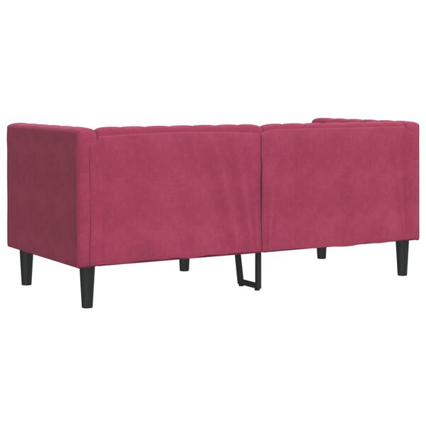 vidaXL Καναπές Διθέσιος Chesterfield με Στηρίγματα Μπορντό Βελούδο