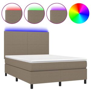 vidaXL &Kappa;&rho;&epsilon;&beta;ά&tau;&iota; Boxspring &mu;&epsilon; &Sigma;&tau;&rho;ώ&mu;&alpha; & LED Taupe 140x200 &epsilon;&kappa;. &Upsilon;&phi;&alpha;&sigma;&mu;ά&tau;&iota;&nu;&omicron;