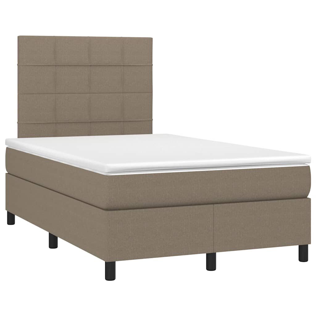 vidaXL Κρεβάτι Boxspring με Στρώμα & LED Taupe 120x190 εκ. Υφασμάτινο