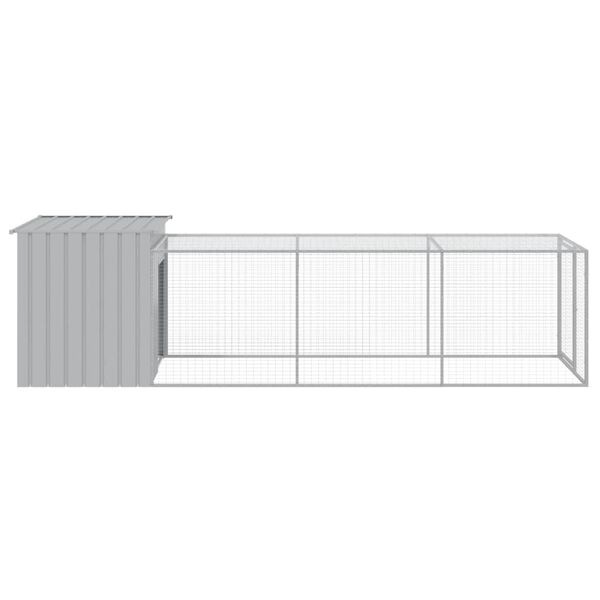 vidaXL Κοτέτσι με Περίβολο Αν. Γκρι 110x405x110 εκ. Γαλβαν. Χάλυβας