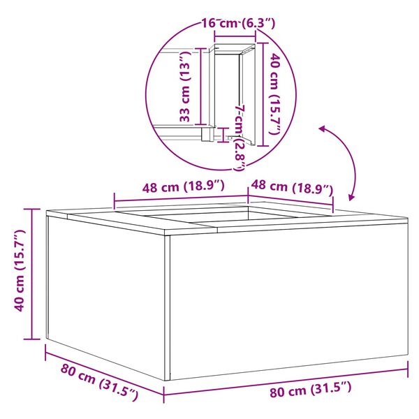 vidaXL Τζάκι Τετράγωνο Μαύρο 80x80x40 εκ. Ατσάλι