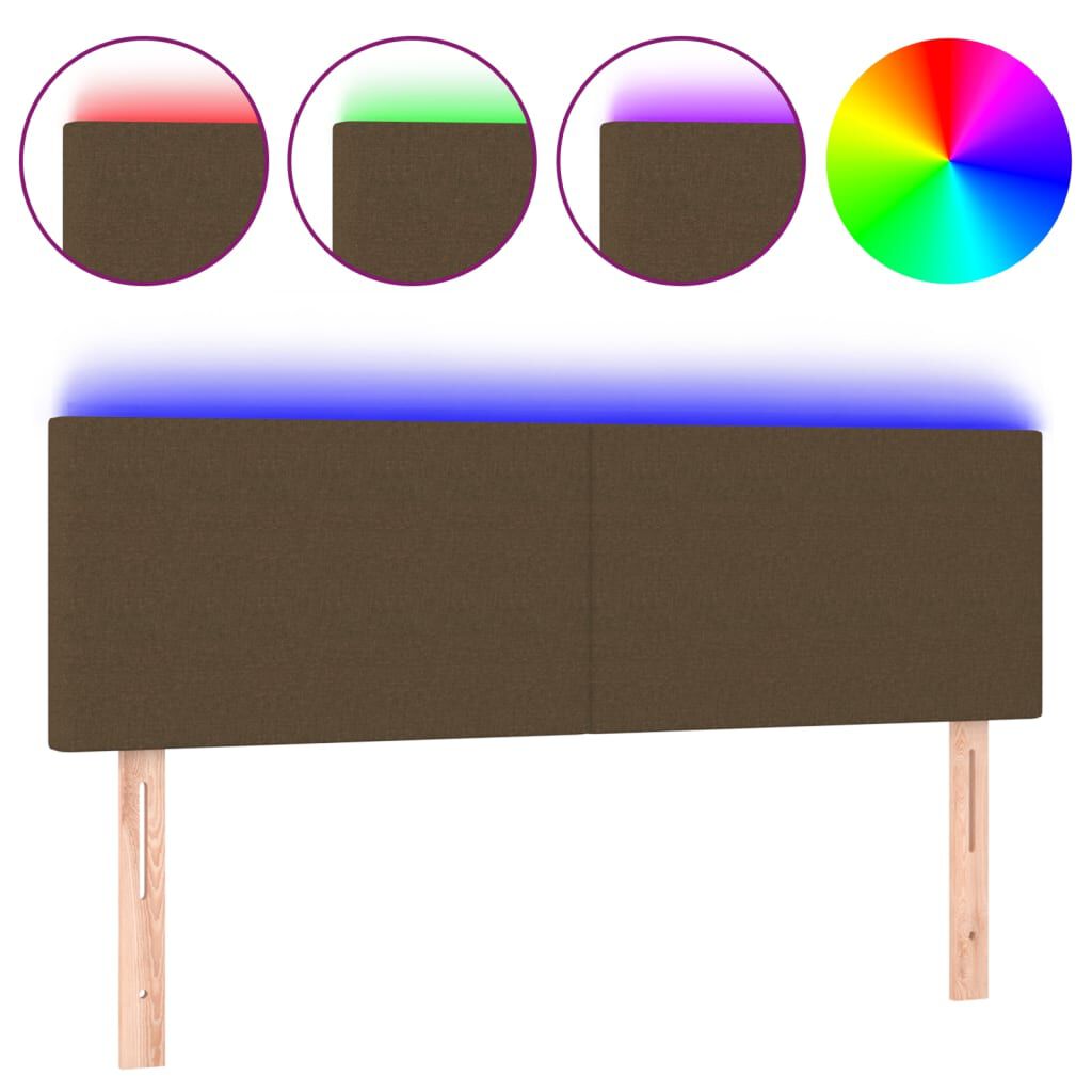 vidaXL Κεφαλάρι Κρεβατιού LED Σκούρο Καφέ 144x5x78/88 εκ. Υφασμάτινο