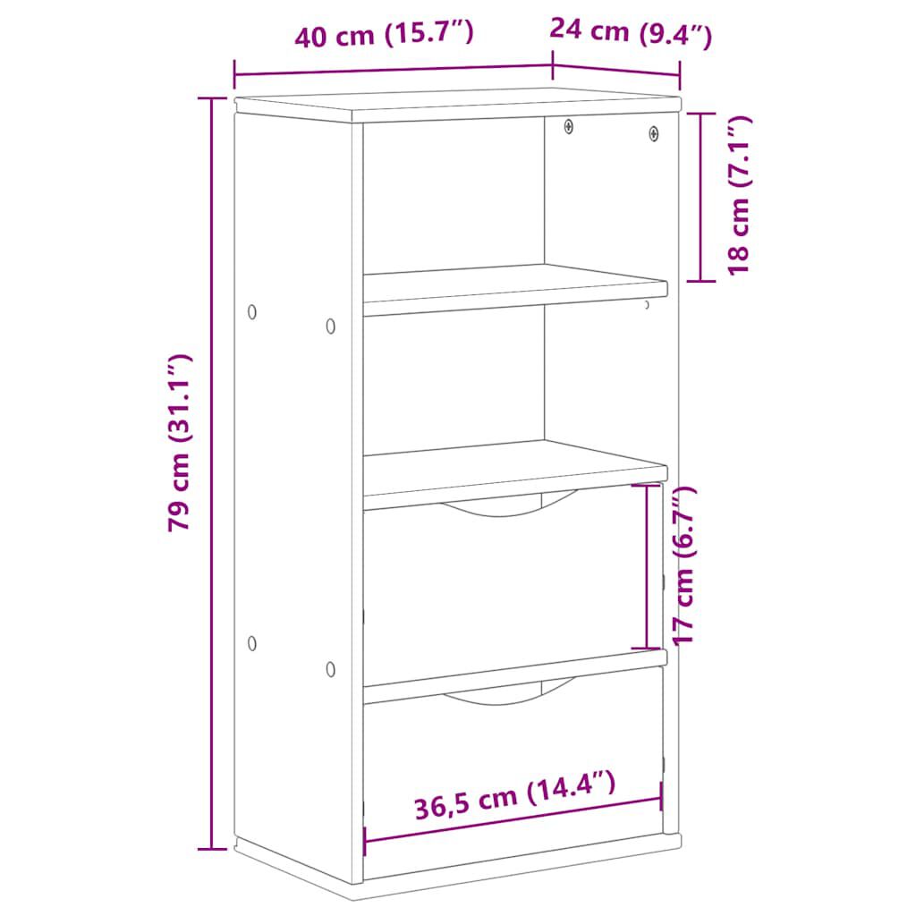vidaXL Συρταριέρα με Συρτάρια ODDA Λευκό 40x24x79εκ. Μασίφ Ξύλο Πεύκου