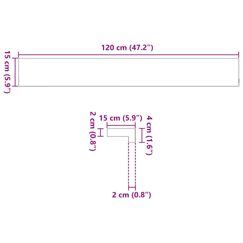 vidaXL Περβάζια παραθύρων 2 τεμ. 120x15x2 εκ. Ακατέργαστο Μασίφ Δρυός