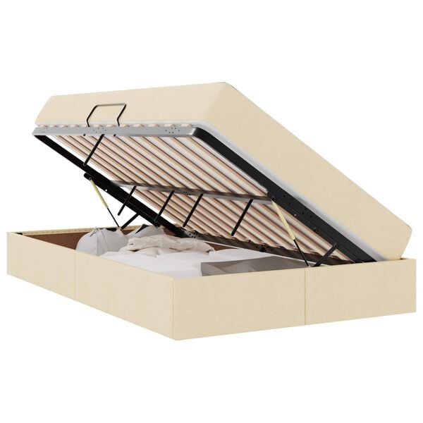 vidaXL Κρεβάτι με αποθηκευτικό χώρο και στρώμα Κρεμ 120 x 200 cm