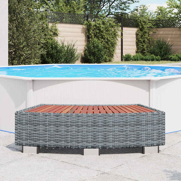 vidaXL Σκαλοπάτι για Σπα Γκρι 92 x 45 x 25 εκ. από Συνθετικό Ρατάν