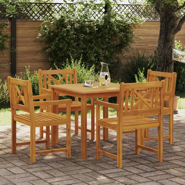 vidaXL Σέτ φαγητού για κήπο 5 pcs Καφέ Μασίφ ξύλο ακακίας