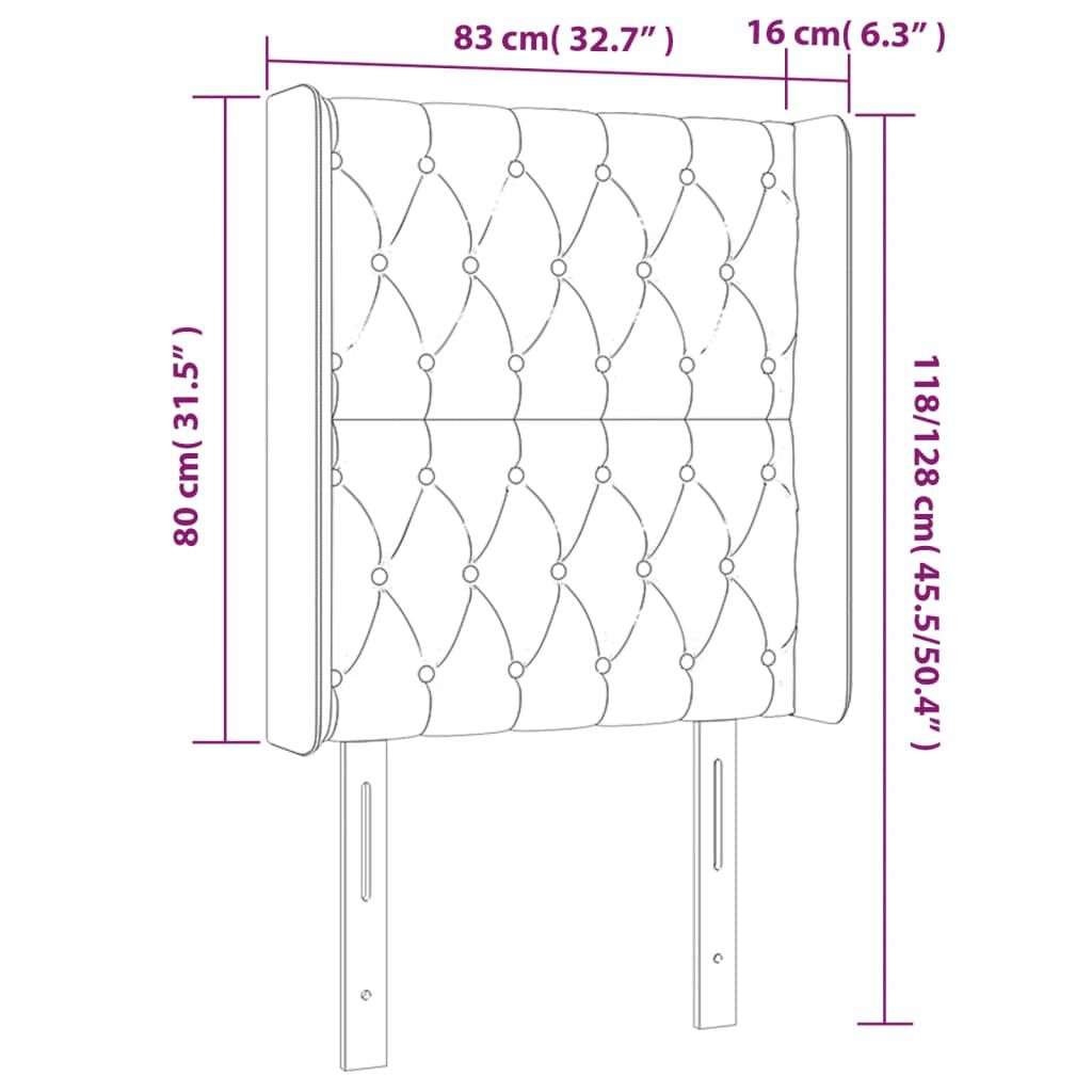 vidaXL Κεφαλάρι με Πτερύγια Ανοιχτό Γκρι 83x16x118/128 εκ. Βελούδινο