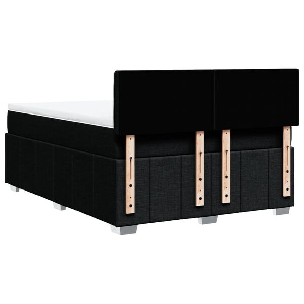 vidaXL Κρεβάτι Boxspring με Στρώμα Μαύρο 140x200 εκ. Υφασμάτινο