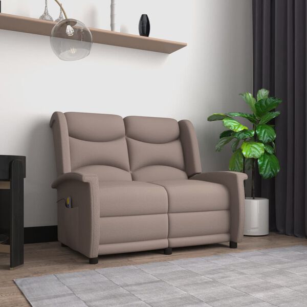 vidaXL Πολυθρόνα Μασάζ Διθέσια Ανακλινόμενη Taupe από Ύφασμα Μικροϊνών