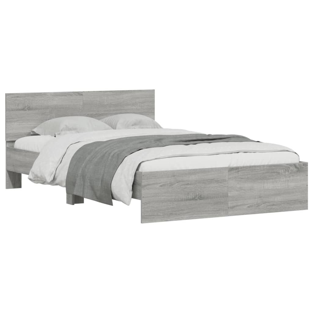vidaXL Πλαίσιο Κρεβατιού με Κεφαλάρι Γκρι Sonoma 135x190 εκ.