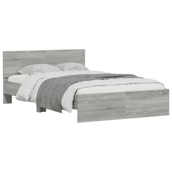 vidaXL Πλαίσιο Κρεβατιού με Κεφαλάρι Γκρι Sonoma 135x190 εκ.