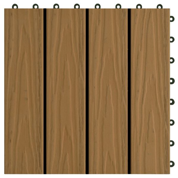 vidaXL Πλακάκια Deck 11 τεμ. Ανάγλυφα Χρώμα Teak 30x30 εκ. 1 μ² WPC