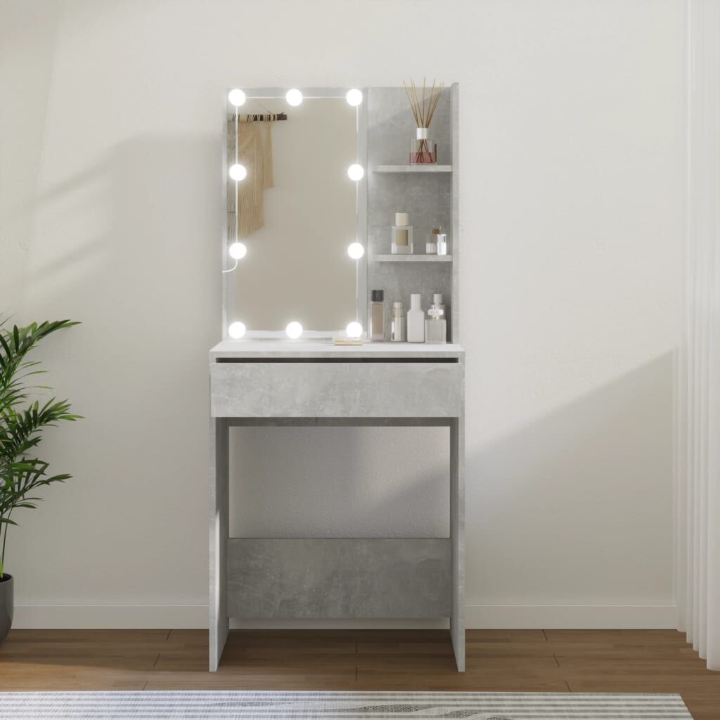 vidaXL Μπουντουάρ με LED Γκρι Σκυροδέματος 60x40x140 εκ.