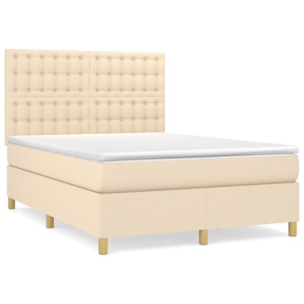vidaXL &Kappa;&rho;&epsilon;&beta;ά&tau;&iota; Boxspring &mu;&epsilon; &Sigma;&tau;&rho;ώ&mu;&alpha; &Kappa;&rho;&epsilon;&mu; 140x190 &epsilon;&kappa;. &Upsilon;&phi;&alpha;&sigma;&mu;ά&tau;&iota;&nu;&omicron;