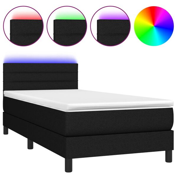 vidaXL &Kappa;&rho;&epsilon;&beta;ά&tau;&iota; Boxspring &mu;&epsilon; &Sigma;&tau;&rho;ώ&mu;&alpha; & LED &Mu;&alpha;ύ&rho;&omicron; 100x200 &epsilon;&kappa;. &Upsilon;&phi;&alpha;&sigma;&mu;ά&tau;&iota;&nu;&omicron;