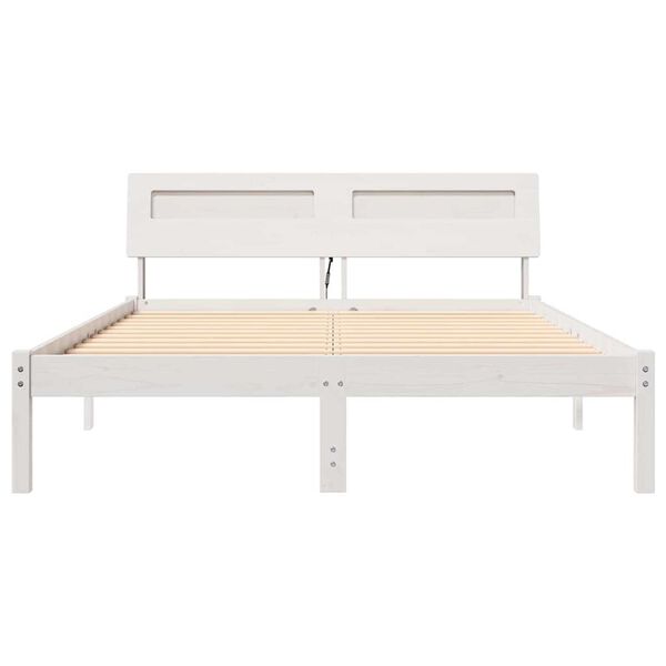 vidaXL Σκελετός Κρεβατιού Λευκό 140 x 190 cm Μασίφ ξύλο πεύκου