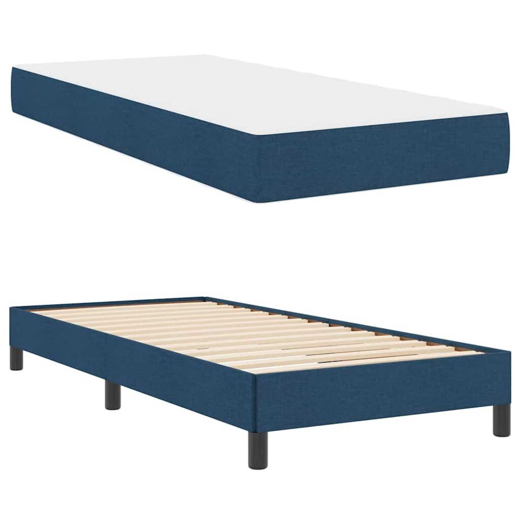 vidaXL Κρεβάτι με ελατήρια με στρώμα Μπλε 90 x 200 cm ύφασμα