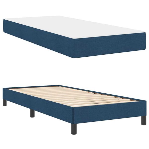 vidaXL Κρεβάτι με ελατήρια με στρώμα Μπλε 90 x 200 cm ύφασμα