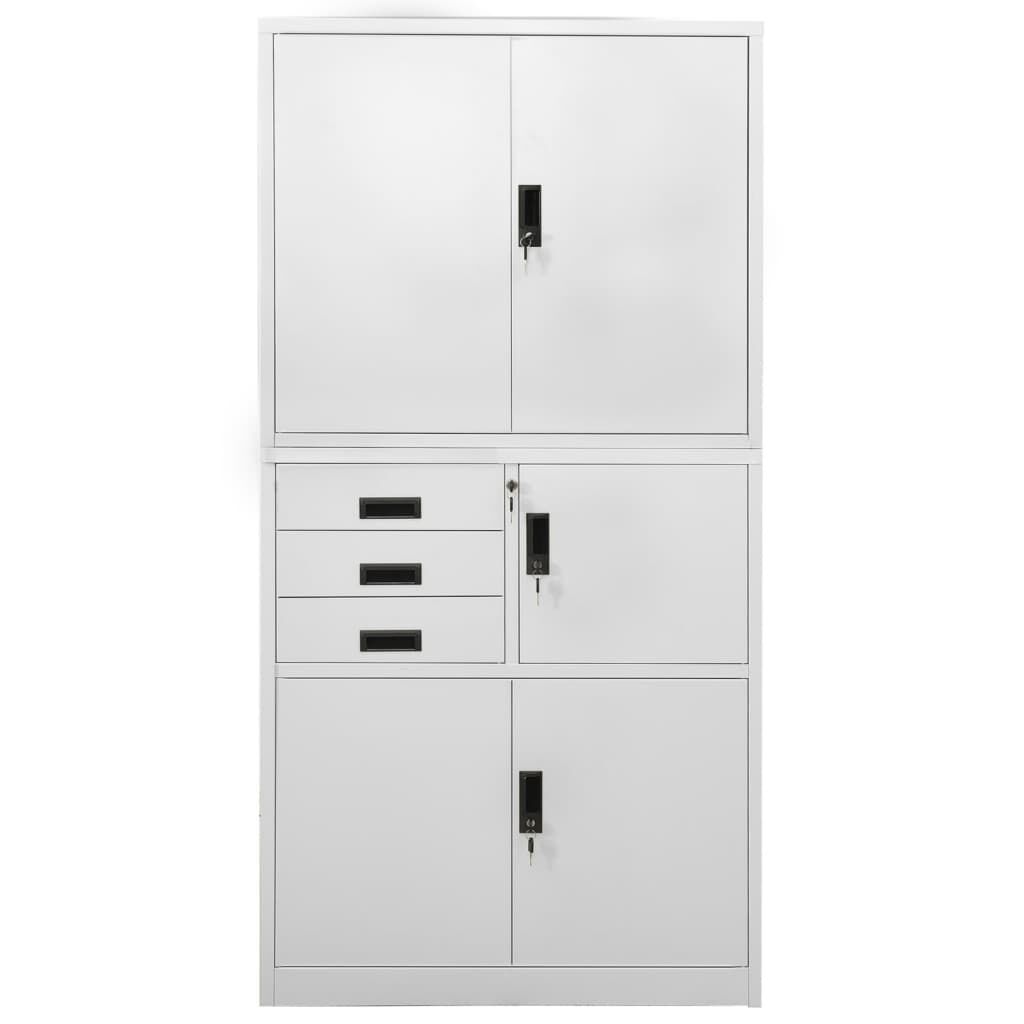 vidaXL Ντουλάπα Γραφείου Ανοιχτό Γκρι 90 x 40 x 180 εκ. Ατσάλινη